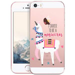 QULT Coque Compatible pour iPhone 5s, iPhone 5, iPhone Se Case Silicone Transparente Souple Etui Soft Bumper Ultra Slim Fine Cover avec Motif Licorne de Lama