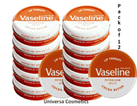 Vaseline Lip Therapy Cocoa Butter 20g Pack of 12 Sooths Dry Lips