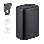 Relaxdays Hanging Kitchen Waste Bin, Vol. 5 L, Rubbish Container with Lid, Plastic, Dustbin, 29 x 21.5 x 16.5 cm, Black, 15.5 x 33.5 x 19.5 cm