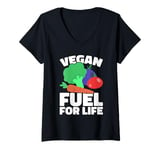 Womens Vegan Fuel for Life Funny Plant-Based Lifestyle V-Neck T-Shirt