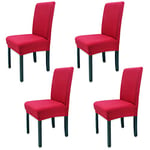 Leeyunbee 4 Pièces Housse de Chaise Moderne élastique, Amovible Lavable Extensible Housses de Chaise de Salle à Manger, Couverture de Chaise pour Décor Salle à Manger, Hôtel et Mariage (Rouge)