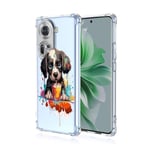 WOKEZ Coque pour Oppo Reno 11 5G, Transparente TPU Coque pour Reno11 5G avec Chien, Clear Slim Antichoc TPU Phone Case Cover Girly Bumper Protection-A32