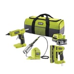 Ryobi RCK183G-140S 18V ONE+ Cordless Glue Gun, Soldering Iron and Stapler Kit (1 x 4.0Ah)