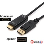 Adaptateur cable  displayPort dp mâle vers hdmi mâle adapter 1.8M