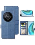 Foluu Wallet Case for Honor Magic6 Lite, Cover Case Card Holster Canvas Flip/Folio Soft TPU Bumper with Kickstand Ultra Slim Strong Magnetic Closure for Honor Magic 6 Lite 5G 2024 (Blue)