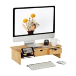 Pc monitor stand Bamboo Screen Riser Wooden Desk Organizer Compact Durable