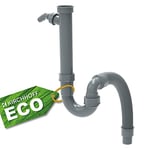 Kirchhoff Eco-Save 98836549 Flexible Siphon d'évier de Cuisine en Plastique recyclé avec raccord pour Machine à Laver ou Lave-Vaisselle, Gris