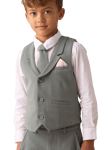 Angel & Rocket Kids' 3-Piece Textured Waistcoat, Shirt & Tie Set, Green