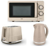 Tower Solitaire Jug Kettle Toaster & T24042MSH 800W Microwave Set Latte & Chrome