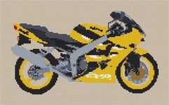 Kawasaki ZX600 R J2 Motorcycle Cross Stitch Kit - yellow