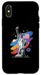 Coque pour iPhone X/XS Statue de la Liberté USA tenant une torche flamboyante avec des plantes