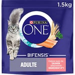 PURINA ONE Bifensis | Croquettes Au Saumon pour Chats Adultes | Sac de 1,5kg | Lot de 6