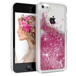 For Apple iPhone 5C Glitter Cover Liquid Silicone Case Handbag Pink