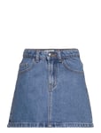 Mango Short Denim Skirt Blå