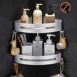 Tagère d'angle Douche, Bogeer Etagere salle de bain sans percage, Panier de rangement pour douche avec crochets - tablette d'angle douche