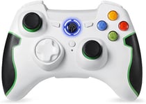 Manette PC sans Fil, Manette PC Connectée par USB, Manette PS3 avec Double Vibration et Turbo, Compatible pour PC et PS3 - Blanc et Noir. Manettes de jeu. Blanc