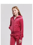 Juicy Couture Girls Mini Diamante Velour Zip Through Hoodie - Dark Pink, Dark Pink, Size Age: 14-15 Years