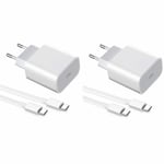 2-pack Laddare för iPhone 15 / Android 20W med USB-C till USB-C - Snabbladdare