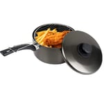 Non Stick Chip Pan Deep Fryer Cooking Pot Aluminum Frying Basket & Lid 8" (20cm)