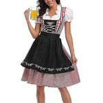 Tysk Oktoberfest-dräkt för kvinnor, vuxen Dirndl, traditionell bayersk ölfestival, karneval, Fraulein Cosplay Black