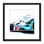 Grand Prix F1 Motorsport Racing Car Modern Acrylic Painting Square Wooden Framed Wall Art Print Picture 8X8 Inch