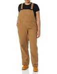 Women's Plus Relaxed Fit Straight Leg Bib Overalls, Brown, 24