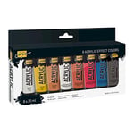 Kreul 84174 - Solo Goya Acrylic Effect Colors Set, avec 8 couleurs en tubes de 20 ml, peinture acrylique crémeuse de qualité d'étude, à base d'eau, séchage rapide et mat