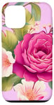 Coque pour iPhone 13 Motif De Fleurs Roses Fleurs Rose Foncé