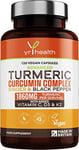 Turmeric Capsules High Strength 1860mg with Black Pepper, Ginger, Vitamin C & D for Immune System & Joints Plus K2 Mk7-120 Vegan Capsules Premium Turmeric Curcumin – Made in The UK by YrHealth