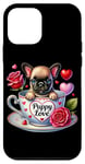 Coque pour iPhone 12 mini Puppy Love Adorable tasse à thé Frenchie Cœurs roses