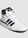 adidas Originals Unisex Junior Forum Mid Trainers - White/Black, White/Black, Size 5