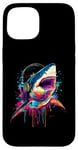 iPhone 15 Great White Shark Lovers Pop Art Headphones Funny Shark Case