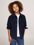 Tommy Hilfiger Kids' Cotton Check Overshirt, Desert Sky