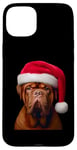 Coque pour iPhone 15 Plus Dogues de Bordeaux avec bonnet de Père Noël pour amoureux des propriétaires de chiens