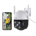 Tenda 2.5k Camera Surveillance WiFi Extérieure, Caméra IP 360° sans Fil Étanche, Vision Nocturne en Couleur, Audio Bidirectionnel, Détection de Mouvement et véhicule, Micro Carte SD, Alexa (CH7)