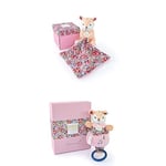 Doudou et Compagnie Lot BOH'AIME : Pantin Faon avec Doudou 12cm Beige + Boîte à Musique Faon 20cm Rose - Boîtes Cadeaux Fleur - pour Bébé Fille/Garçon - Garantie Doudou Perdu - DC4017 + DC4022