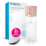 BRITA Gourde filtrante Vital Abricot (0,6 L) réduit Le Chlore, Les Particules Fines ≥ 15 µm, Certains pesticides, herbicides et Hormones. Préserve Les minéraux tels Que Le Calcium et Le magnésium