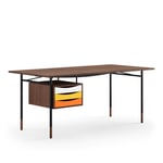 Nyhavn Desk, 170 cm, with Tray Unit, Walnut, Burnished Steel, Cold