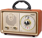 Radio Portable, J-110 Poste Radio Vintage Bluetooth FM/AM/(MW)/SW, Design en Bois Classique Radio Bluetooth, Petite Radio Vintage Prise en Charge de la Carte TF/USB/Haut-Parleur 5W (d'or)