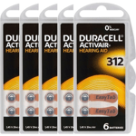 5st kartor Duracell ActivAir Hörapparatsbatteri storlek 312. Fraktfritt