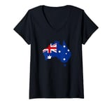 Womens Australia Down Under Classic Australian Flag Map Gift V-Neck T-Shirt