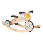 Janod - Wooden Rocking Tricycle - Babyhood Scalable Baby Tricycle - Develop Motor Skills and Sense Of Balance - Wooden Toy - Fsc Certified - from 12 Months Old, J03284