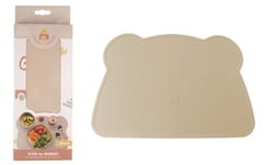 DORON & CHARLIE - Set De Table - Repas De Bébé - 056622 - Beige - Silicone - Design Ourson - Antidérapant - Etanche - Lavable - Imperméable - 1er Age - Puériculture - Facile à Nettoyer