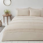 Sleepdown Delicate Tassel Natural Luxury Easy Care Duvet Cover Quilt Bedding Set with Pillowcases - Super King (220cm x 260cm)