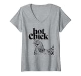 Womens Animal Pun Hot Chick Sexy Girl Funny Hen Humorous Design V-Neck T-Shirt