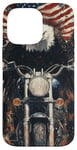 Coque pour iPhone 14 Pro Max Fierce Eagle Roue Moto Biker Patriotisme