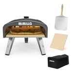 Mimiuo Outdoor Gas Fired Pizza Oven with UK Gas Regulator,Portable Classic G-Oven Black Coated, includes Pizza Stone & 12 inch x 14 inch Pizza Peel with Wooden Handle