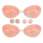 Boolavard Super Sticky Push Up Bras, 2 Pack Invisible Silicone Bra for Women Wedding Dresses Reusable with 4Pcs Nipple Covers (UK, Cup & Band, C)