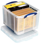 Really Useful Plastic Storage Box 35 Litre Clear with 10 x A4 Suspension Files