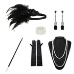 1920-talets Flapper-kostym Pannband Halsband Handskar Armband Gatsby M F Onesize F F Onesize